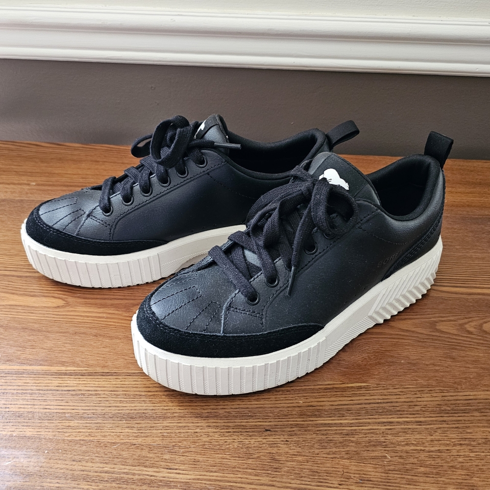 Sorel Black and White Platform Sneakers